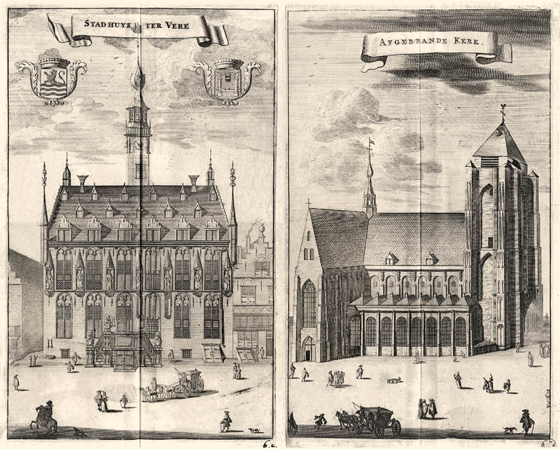 Stadhuis en kerk te Veere 1696 Smallegange
